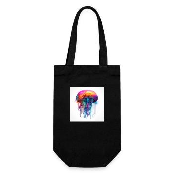 Neon jellyfish swims in the sea - Gift Bag for Bottles - black - Front