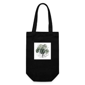 Plante Monstera dessinée à la main - Sac à bouteille - noir - Devant
