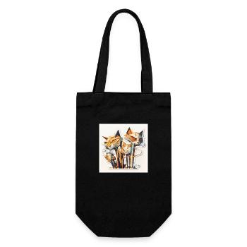Katzen trinken gerne Kaffee, Geschenk, cool - Geschenkbeutel für Flaschen - Schwarz - Vorne