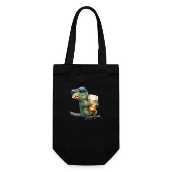 Crocodile enjoys beer with sunglasses - Gift Bag for Bottles - black - Front