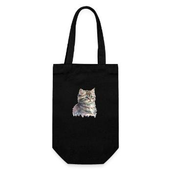 Watercolor Kitten Katze Kunst Deko - Geschenkbeutel für Flaschen - Schwarz - Vorne