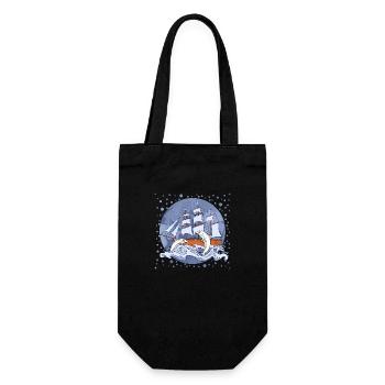 Segelschiff - Geschenkbeutel für Flaschen - Schwarz - Vorne