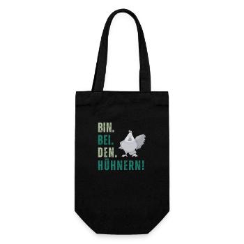 Bin bei den Hühnern - Geschenkbeutel für Flaschen - Schwarz - Vorne