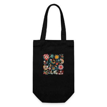 Fleurs et oiseaux - Sac à bouteille - noir - Devant