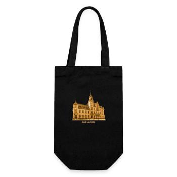 Bad Lausick Rathaus Kurort Sachsen - Geschenkbeutel für Flaschen - Schwarz - Vorne