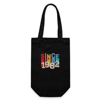 Seit 1982 retro - Geschenkbeutel für Flaschen - Schwarz - Vorne