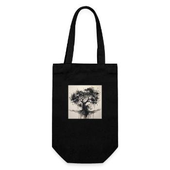 Schwarzer Baum im Aquarell-Stil - Geschenkbeutel für Flaschen - Schwarz - Vorne