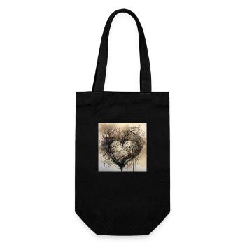Wald in Herzform - Naturschutz Aquarell - Geschenkbeutel für Flaschen - Schwarz - Vorne