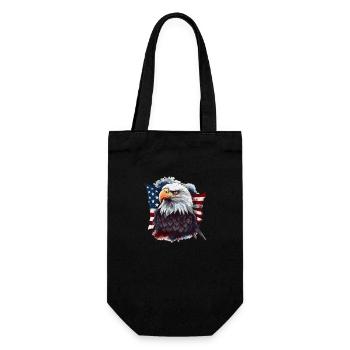 American bald eagle with USA flag - Gift Bag for Bottles - black - Front