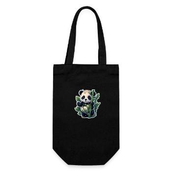 Cute Panda with Bamboo - Geschenkbeutel für Flaschen - Schwarz - Vorne