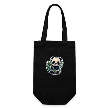 Cute Panda with Bamboo - Geschenkbeutel für Flaschen - Schwarz - Vorne