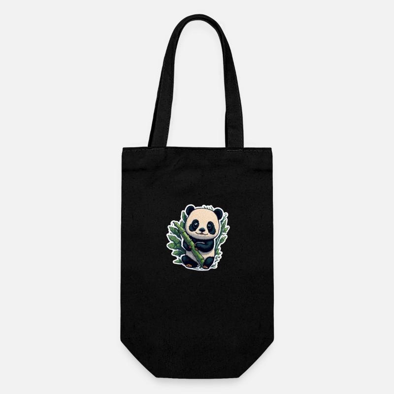 Cute Panda with Bamboo - Geschenkbeutel für Flaschen - Schwarz
