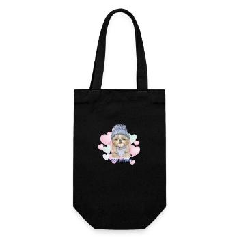 Maman de chien avec des cœurs Races de chiens Shih Tzu - Sac à bouteille - noir - Devant
