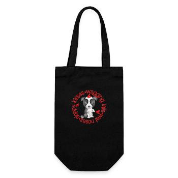 Cute Border Collie, sloppy kisses - Gift Bag for Bottles - black - Front