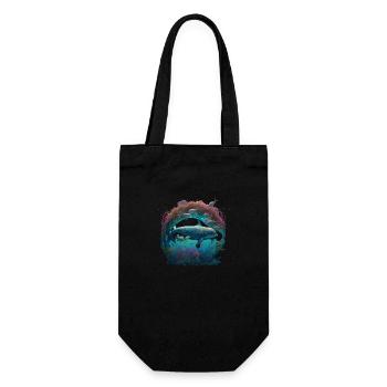 Dolphin Fantasy Art Underwater World Sea Reef - Gift Bag for Bottles - black - Front