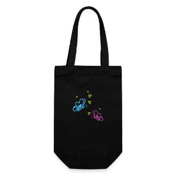 MU021 Schmetterlings- und Herzdekor-Aufkleber - Geschenkbeutel für Flaschen - Schwarz - Vorne