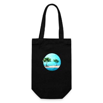 Sommerurlaub Insel Strand Palmen Sonne Palme - Geschenkbeutel für Flaschen - Schwarz - Vorne