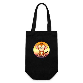 Cute Monkey Chimpanzee Sunset Design - Gift Bag for Bottles - black - Front
