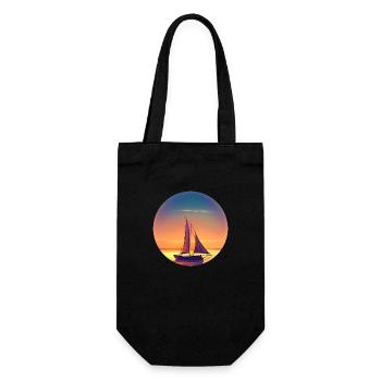 Segelboot Sunset Design - Geschenkbeutel für Flaschen - Schwarz - Vorne