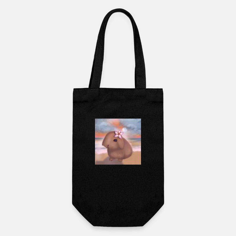 Hase am Strand - Geschenkbeutel für Flaschen - Schwarz