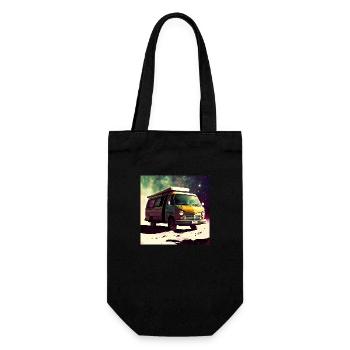 Space Wohnmobil - Geschenkbeutel für Flaschen - Schwarz - Vorne