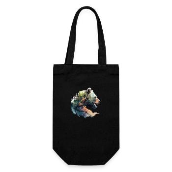 Bear, Grizzly Bear, Bear's Head, Nature, Wilderness, Forest, Mountains - Gift Bag for Bottles - black - Front