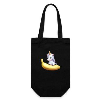 Einhorn auf Banane - Geschenkbeutel für Flaschen - Schwarz - Vorne