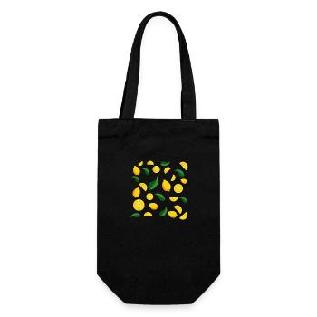 Lemons and Leaves Pattern - Gift Bag for Bottles - black - Front