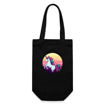 Einhorn springt Sunset - Geschenkbeutel für Flaschen - Schwarz - Vorne