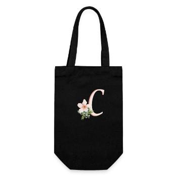 Letter C with flower - Gift Bag for Bottles - black - Front