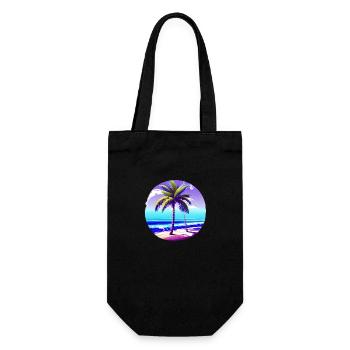 Palmen Insel Sommerurlaub Strand Sonne Palme - Geschenkbeutel für Flaschen - Schwarz - Vorne