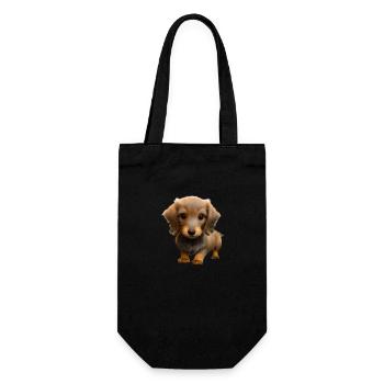 Dackelwelpe Dachshund Hund Hundehalter Hunde - Geschenkbeutel für Flaschen - Schwarz - Vorne