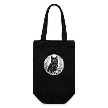 Katze Katzen Kätzchen Katzendame - Geschenkbeutel für Flaschen - Schwarz - Vorne
