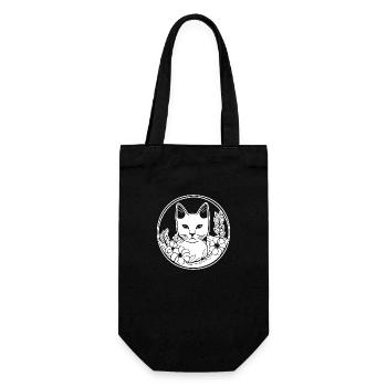 Katze Katzen Kätzchen Katzendame - Geschenkbeutel für Flaschen - Schwarz - Vorne