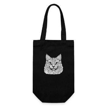 Katze Katzen Kätzchen Katzendame - Geschenkbeutel für Flaschen - Schwarz - Vorne