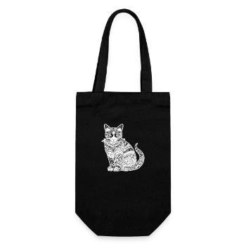 Katze Katzen Kätzchen Katzendame - Geschenkbeutel für Flaschen - Schwarz - Vorne
