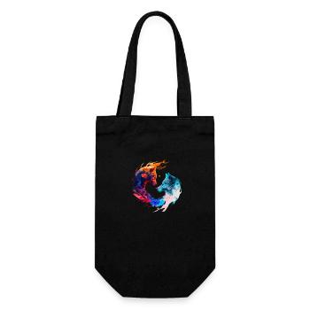 Harmonie der Wölfe /Multicolor Ying und Yang Wölfe - Geschenkbeutel für Flaschen - Schwarz - Vorne