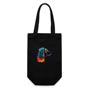 Hund im Farbrausch / Multicolor Hund - Geschenkbeutel für Flaschen - Schwarz - Vorne
