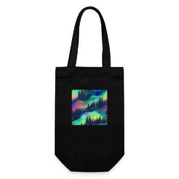 Northern Lights Glow: Polarlichter-Kollektion - Geschenkbeutel für Flaschen - Schwarz - Vorne