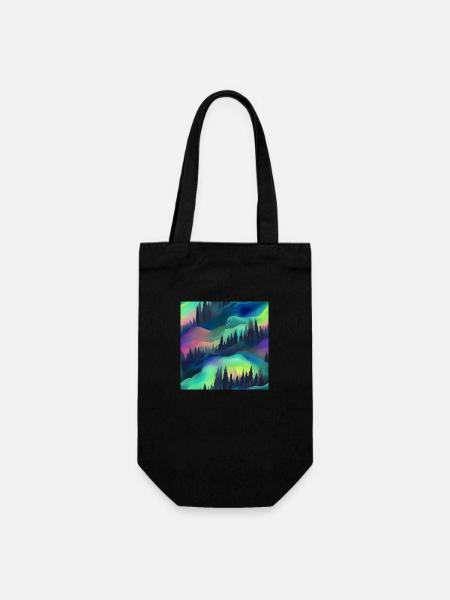 Northern Lights Glow: Polarlichter-Kollektion - Geschenkbeutel für Flaschen - Schwarz