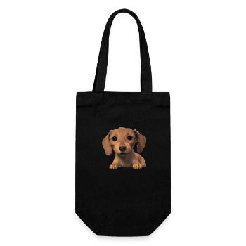 Hundehalter Hunde Dachshund Hund Dackelwelpe - Geschenkbeutel für Flaschen - Schwarz - Vorne