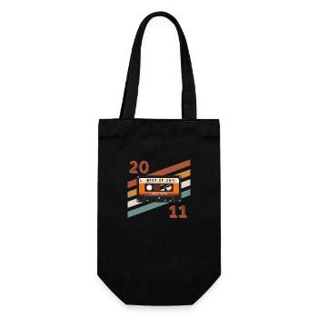 Retro-Jahrgang 2011 Jubiläum - Geschenkbeutel für Flaschen - Schwarz - Vorne