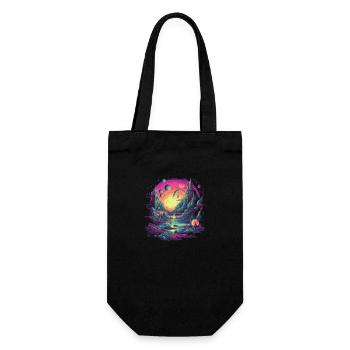 Futuristic life on planets - Gift Bag for Bottles - black - Front