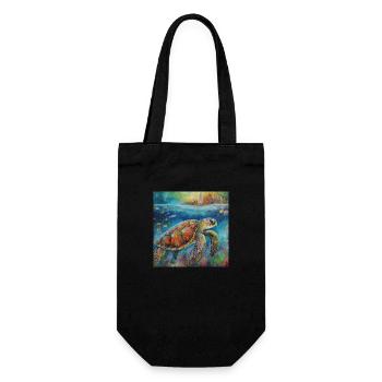 Modern Colourful Turtle Wall Art - Gift Bag for Bottles - black - Front