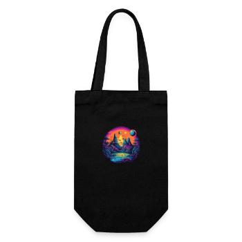 Futuristic life on planets - Gift Bag for Bottles - black - Front