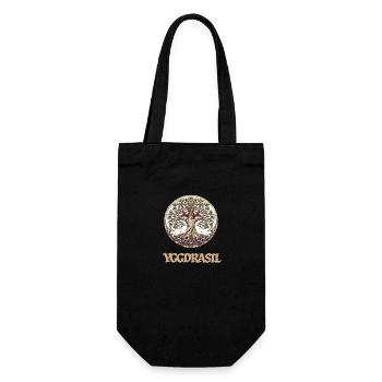 Die große Esche Yggdrasil, Weltenbaum mit Schrift - Geschenkbeutel für Flaschen - Schwarz - Vorne