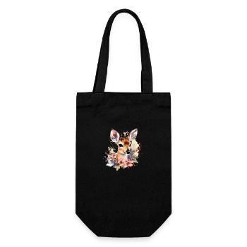 Blumenreh - Geschenkbeutel für Flaschen - Schwarz - Vorne