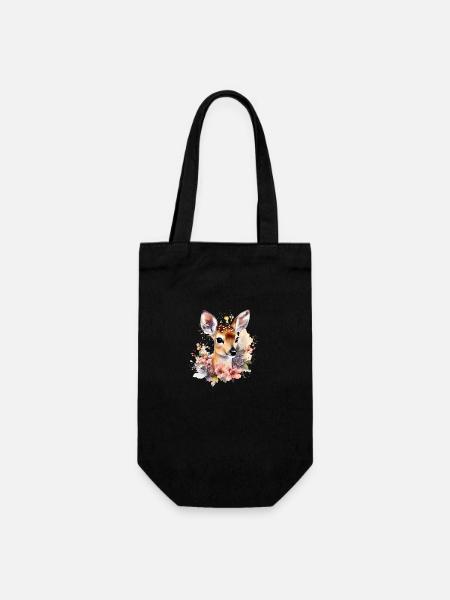 Blumenreh - Geschenkbeutel für Flaschen - Schwarz
