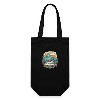 Natur Abenteuer Wandern Camping Design - Geschenkbeutel für Flaschen - Schwarz - Vorne