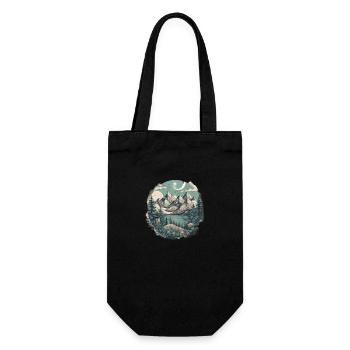 Natur Abenteuer Wandern Camping Design - Geschenkbeutel für Flaschen - Schwarz - Vorne
